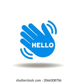 Vector illustration of hand waving. Symbol of hello. Icon of HI, greeting. Clapping hands sign.