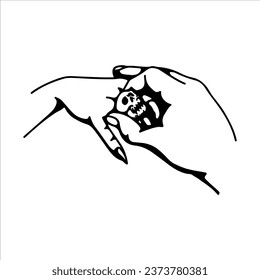vector illustration of a hand wearing a ring