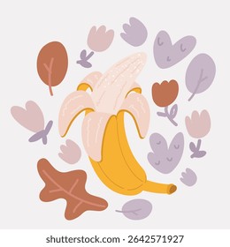 Vector illustration of hand wholding a banana. I