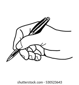 Vector illustration of a hand is writing with ballpoint pen