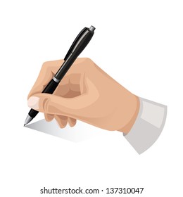 Vector illustration of hand writing with pen