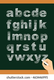 Vector Illustration of Hand writing Set of lowercase Alphabet in Chalkboard