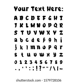 Vector illustration. Hand written alphabet and numbers. Simple set of letters. Design elements can be used for invitation cards, greetings, letters, design.