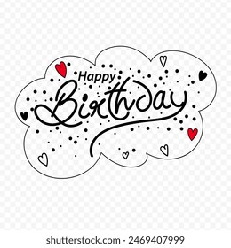 Vector illustration of hand written Happy Birthday calligraphy on transparent background