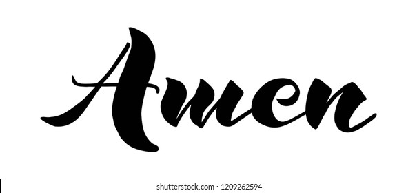 Vector illustration. Hand written inscription Amen. Typography lettering for t-shirt, prints, banner, label. EPS10