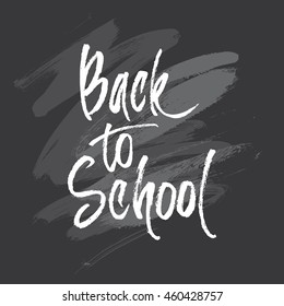 Vector illustration of a hand written phrase Back to School. Custom hand drawn lettering. Design element for sale posters.