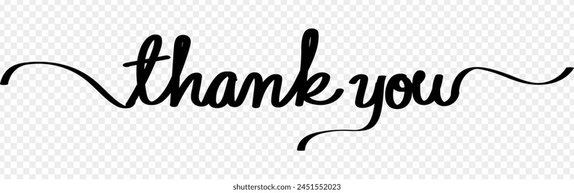 Vector illustration of Hand written Thank you calligraphy on transparent background