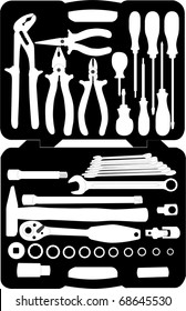 vector illustration, of handbag of tools
