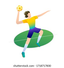 Vector illustration of handball player in action. Sports concept