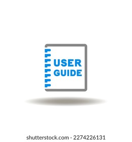 Vector illustration of handbook and text user guide. Symbol of manual book. Icon of user manual. Sign of operating instructions.