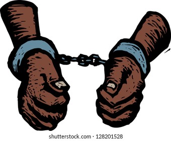 Vector illustration of handcuffed criminal or prisoner