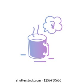 Vector illustration: Hand-drawing isolated coffe cup in pastel color on the roof on white background.
