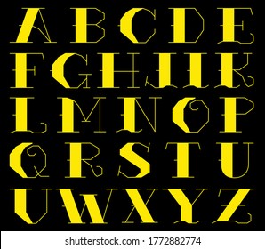 Vector illustration of hand-drawn alphabet uppercase characters.