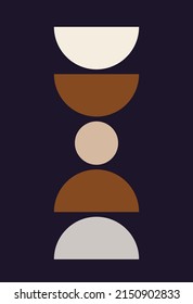 Ilustración vectorial. Arte dibujado a mano. Un conjunto de afiches abstractos. El pasado moderno. Decoración de la pared de mediados del siglo. Estilo boho.