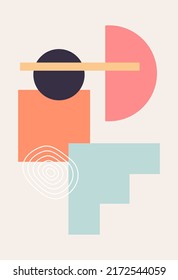Vector illustration. Hand-drawn art. A set of abstract posters. The modern past. Mid-century wall decor. Boho style. For templates, presentations. Minimalism.