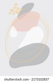 Vektorgrafik. Handgezeichnete Kunst. Eine Reihe abstrakter Plakate. Die moderne Vergangenheit. Die Dekoration aus der Mitte des Jahrhunderts. Boho Stil. Für Vorlagen, Präsentationen. Minimalismus.