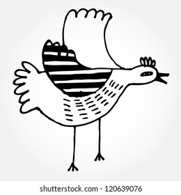 Vector illustration with hand-drawn bird