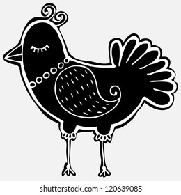 Vector illustration with hand-drawn bird