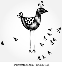 Vector illustration with hand-drawn bird