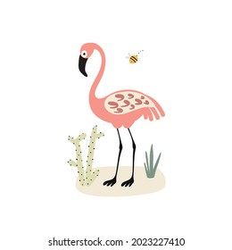ilustración vectorial caricatura dibujada a mano pájaro flamingo rosa, elementos de doodle abstracto aislado en blanco.
Buey de safari