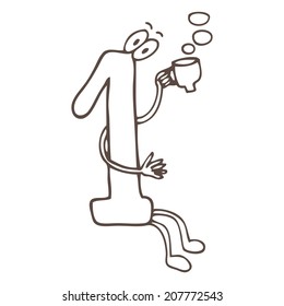 Vector Illustration of hand-drawn cheerful number