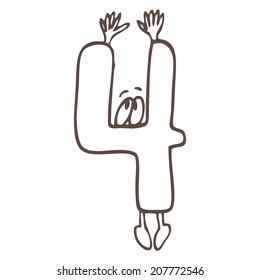 Vector Illustration of hand-drawn cheerful number