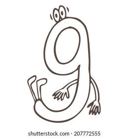 Vector Illustration of hand-drawn cheerful number