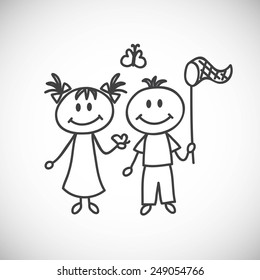 Vector illustration of hand-drawn couple. Spring.
