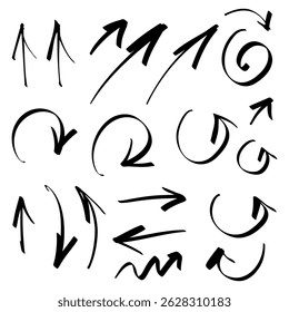 Vector illustration with hand-drawn and curved arrows, handwriting.