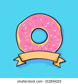 Vector illustration, hand-drawn donut. Perfect for menus, decor for restaurants, parties and birthday cards