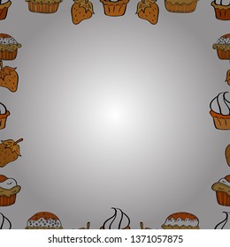 Vector illustration. Hand-drawn doodle frames.Illustration in white, orange and black colors. Seamless pattern.