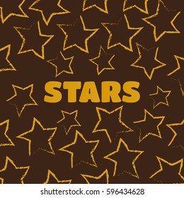 Vector illustration of hand-drawn doodle pattern with stars. Stars vector