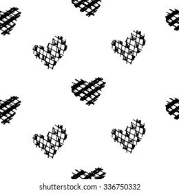 Vector illustration of hand-drawn doodle seamless pattern with hearts