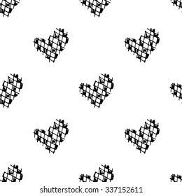 Vector illustration of hand-drawn doodle seamless pattern with hearts