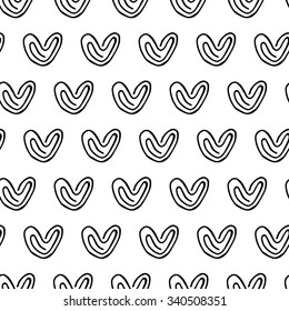 Vector illustration of hand-drawn doodle seamless pattern with hearts