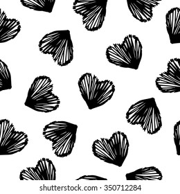Vector illustration of hand-drawn doodle seamless pattern with hearts.