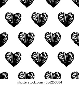 Vector illustration of hand-drawn doodle seamless pattern with hearts.