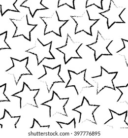 Vector illustration of hand-drawn doodle seamless pattern with stars.