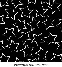 Vector illustration of hand-drawn doodle seamless pattern with stars.