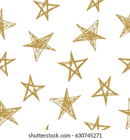 Vector illustration of hand-drawn doodle seamless pattern with stars.