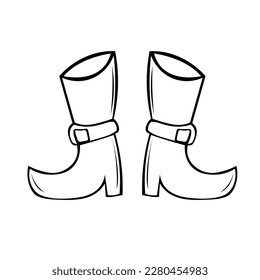 Vector illustration of hand-drawn in doodle style witch boots.