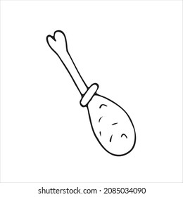 Vector illustration. A hand-drawn drawing of a fried chicken leg. Doodle style. Fast food. Cartoon sketch. Design of menus, signage, shop windows, greeting cards, posters, wallpapers