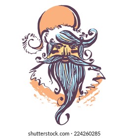 Vector illustration Hand-drawn fashion portrait of Santa Claus