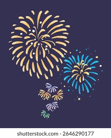 vector illustration of hand-drawn fireworks 