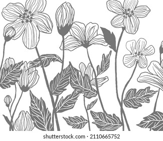 Ilustración vectorial de un fondo floral dibujado a mano