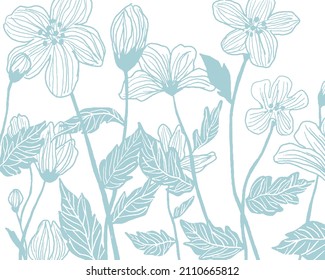 Vector illustration of a hand-drawn floral background
