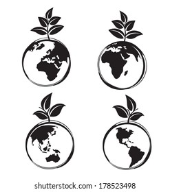 Vector illustration of  hand-drawn global