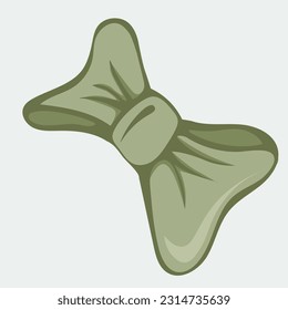 Vector illustration of hand-drawn green hair bow