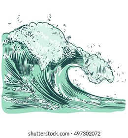 Vector Illustration of handdrawn handpicked waves