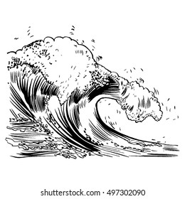 Vector Illustration of handdrawn handpicked waves